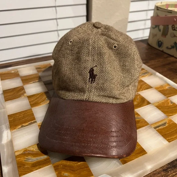 Vintage Polo Golf Ralph Lauren Tweed and Leather Hat - Picture 1 of 7